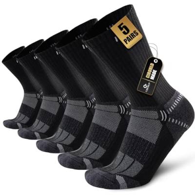 Circorld Socken Herren Atmungsaktiv Sneaker Socken Cushion Sportsocken Herren Damen Outdoor Laufsocken Wandersocken für Walking Lauf Radfahren Sport Wandern 5 Paare 43-46 (Schwarz) von Cirorld