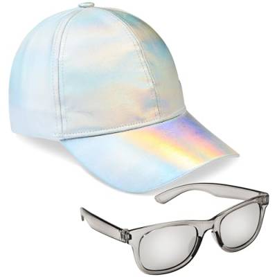 CityComfort Baseball Cap Mädchen, 2er-Set Verstellbarer Basecap & UV-Schutz Sonnenbrille Kinder - Geschenke für Mädchen (Silber) von CityComfort