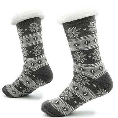 CityComfort Hausschuhe Slipper-Socken für Herren mit Sherpa-Wollschicht-Bettpantoffeln für den Menschen rutschfeste norwegische,Anthrazitgrau,41/46 EU von CityComfort