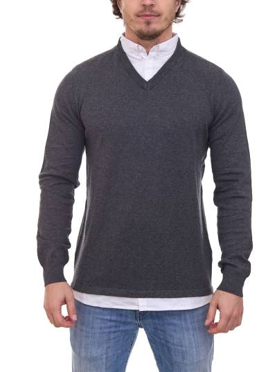 CityComfort Herren Pullover mit V-Ausschnitt Business-Sweater mit Button-Down Hemd-Einsatz MVSS003 Anthrazit von CityComfort