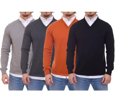 CityComfort Herren Pullover mit V-Ausschnitt Business-Sweater mit Button-Down Hemd-Einsatz MVSS003 Schwarz, Grau oder Braun von CityComfort