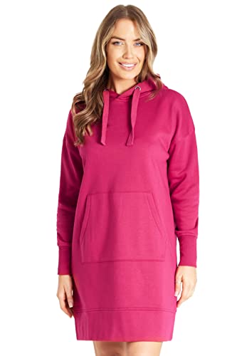 CityComfort Hoodie Damen Kleid, Sweatkleid Longpullover für Damen, Oversize Pullover Damen (L, Pink) von CityComfort