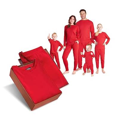 CityComfort Schlafanzug Herren Lang, Pyjama Set Lange Ärmeln & Lange Pyjama Hose - Männer Geschenke (Rot, 2XL) von CityComfort