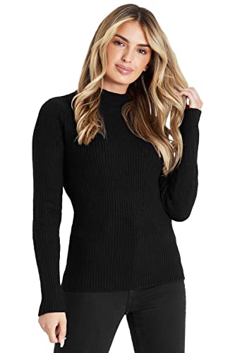 CityComfort Pullover Damen mit Stehkragen, Strickpullover Damen Sweater (M, Schwarz) von CityComfort