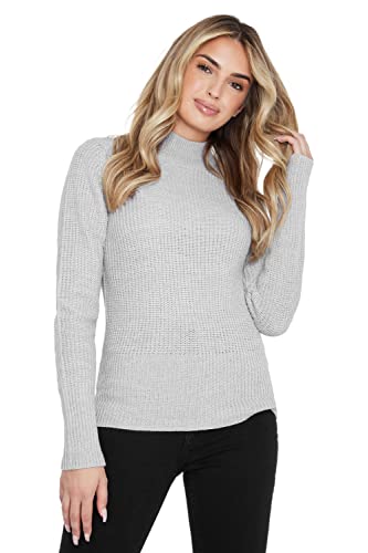 CityComfort Pullover Damen mit Stehkragen, Strickpullover Damen Sweater (S, Grau Meliert) von CityComfort