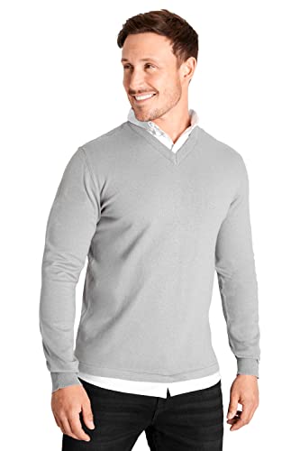 CityComfort Pullover Herren V Ausschnitt oder Crew Neck, Pullover mit Hemdkragen (XL, Grau V-Ausschnitt) von CityComfort