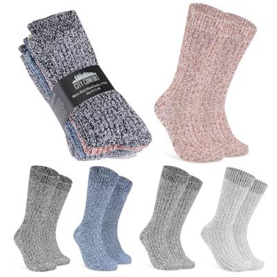 CityComfort Socken Herren 5er oder 2er Pack Warme Socken für Männer und Jugendliche - Herren Wollsocken Weich in Gr. 39-45 (Mehrfarbig Marl, 42-45 EU, 5er Pack) von CityComfort