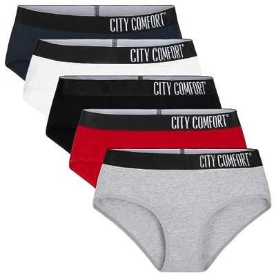 CityComfort Unterwäsche Frauen S-XXL Mehrfarbigpack von 5 Slips für Damen und Teenager Baumwolle Elastisch Atmungsaktiv (Mehrfarbig, S) von CityComfort