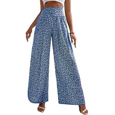 Damen Weites Bein Hosen Hohen Taille Freizeithose Lange Hose Elastische Schlaghosen Causal Loose Pants (M) von Cocoarm