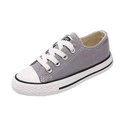 Cool&D Kinder Canvas Sneaker Segeltuchschuhe Unisex Leinwand Sportlich Schuhe Low-Top Sportschuhe(Grau,EU24.5(Etikett25) von Cool&D