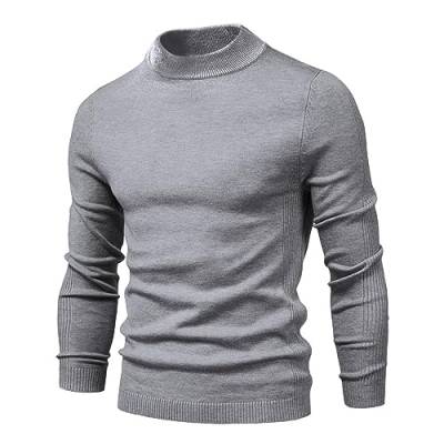 Cooleep Pullover für Herren Solid Rollkragen Warmer Pullover Winter Basic Turtleneck Herren Grau XL von Cooleep