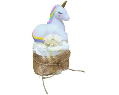 CreaDesign Windeln Neugeborenen Geschenkset, Windeltorte Nachtlicht Einhorn, 12-tlg. (12-St) von CreaDesign