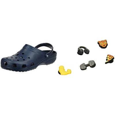 Crocs Unisex Classic Clog, Navy, 36/37 EU + Unisex-Erwachsene Sportschuh-Charms von Crocs