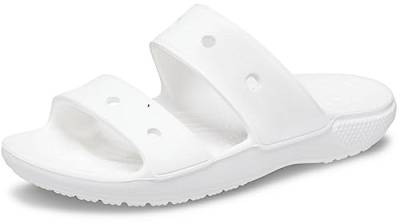 Crocs Classic Sandale – Unisex Sandalen für Erwachsene mit zwei Riemen – Slip-On-Sliders – Weiß – Größe 42-43 von Crocs