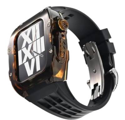 DAVNO Transparentes Uhrengehäuse, Sport-Gummiband, für Apple Watch 45 mm, 44 mm, RM-Stil, für Herren und Damen, Uhren-Mod-Kit, für iWatch Serie 9, 8, 7, 6, 5, 4, SE, Ersatzzubehör, 44MM, Achat von DAVNO