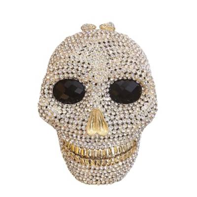 DBromanticArt Halloween Schädel Clutch Women Strass Abendbeutel Kristall Geldbeutel und Handtasche für Hochzeitsfeier Cocktail Gold von DBromanticArt