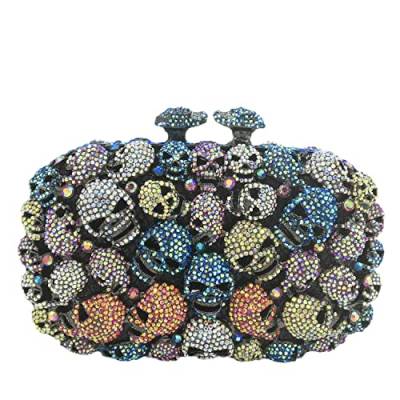 DBromanticArt Halloween Schädel Clutch Women Strass Abendbeutel Kristall Geldbeutel und Handtasche für Hochzeitsfeier Cocktail Mehrfarbig von DBromanticArt