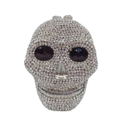 DBromanticArt Halloween Schädel Clutch Women Strass Abendbeutel Kristall Geldbeutel und Handtasche für Hochzeitsfeier Cocktail Silber von DBromanticArt