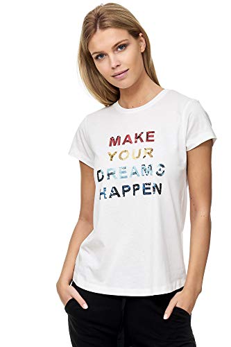 DECAY T-Shirt mit Pailletten-MD1408-Weiß (S) von DECAY