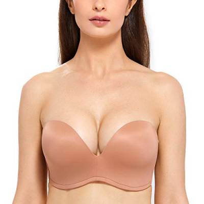 DELIMIRA Damen Trägerlos BH - Gemoldete Cups Push Up Büstenhalter Nerz 85C von DELIMIRA