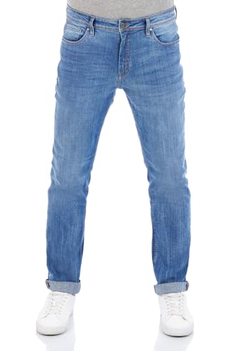 DENIMFY Herren Jeans Hose DFMiro Straight Fit Baumwolle Basic Jeanshose Stretch Denim Blau w30, Größe:30W / 32L, Farben:Middle Blue Denim (M236) von DENIMFY