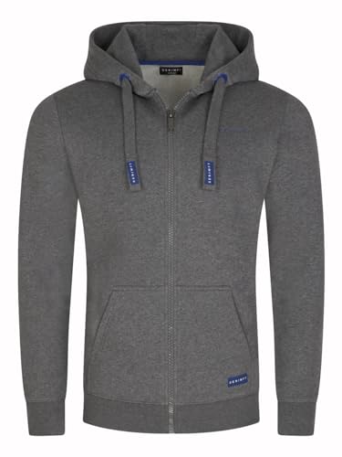 DENIMFY Herren Kapuzenjacke DFLeo Regular Fit Hoodie Taschen Jacke Reißverschluss Sweatjacke Trainingsjacke Basic Kapuzenpullover Kapuze, Größe:M, Farben:Grey Melange Standard 2 von DENIMFY