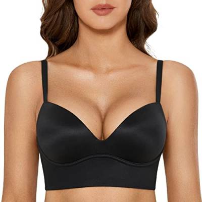 DOBREVA BH Damen ohne Bügel Push Up T Shirt BHS Gepolstert Bustier Soft Nahtloser Schwarz 85B von DOBREVA