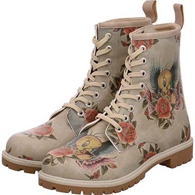 DOGO WB Vegane Damen Boots Stiefeletten - Tweety with Roses 38 von DOGO