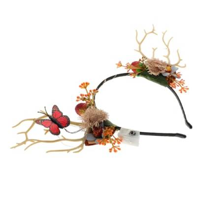 DOITOOL 1Stk Geweih Stirnband weihnachtsparty accessoires festival haarschmuck Haarschneideumhang Regenschirm Blumengeweihkrone Haarband Haarschmuck für die Hochzeit Weihnachtshaarreifen von DOITOOL