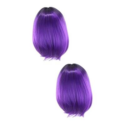 DOITOOL 2st Lace Front Perücken Echthaar Blaue Perücke Perücken Für Weiße Frauen Kurze Haare Perücken Perücke Für Halloween Bob-perücke Europäisch Und Amerikanisch Kurze Hose Damen Violett von DOITOOL