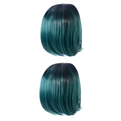 DOITOOL 2St Lace Front Perücken Echthaar Halloween-Perücken Kurzhaarperücke synthetische Perücken Afro-Perücken Frauen Bob Perücke Cosplay-Bob-Perücken vordere Spitze kurze Hose Fräulein von DOITOOL