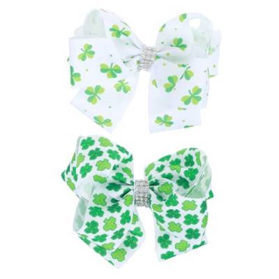 DOITOOL 2St Shamrock Festival Haarschmuck Schleife Kleeblatt Haarnadel Alligator-Haarspangen mit Schleifen weihnachtsdeko Tiara Bowknot Kleeblatt Haarklemme Haarverzierung von DOITOOL