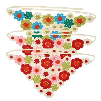 DOITOOL 3St Gehäkeltes Blumen-Bandana-Set gehäkelte Bandanas-Stirnbänder grünes Kopftuch Stirnband Häkelnadeln Bandana für Haare Frauen Kopftuch Dreieck Haartuch Handtuch von DOITOOL