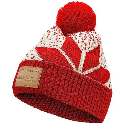 Dale of Norway Winter Star Hat Rot - Merino Gemusterte warme Woll Mütze, Größe One Size - Farbe Raspberry von Dale of Norway