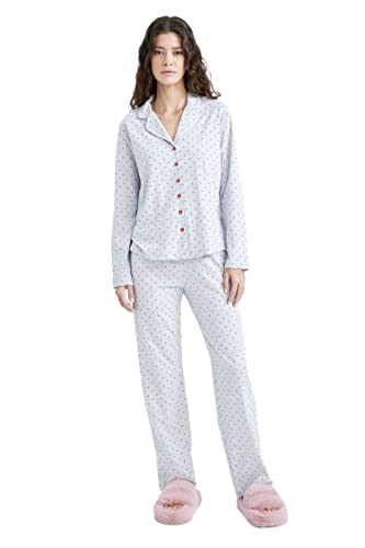 DeFacto Damen A0383AX Pajama Set, Grey Melange, XL von DeFacto
