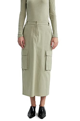 DeFacto Damen A2074AX Skirt, LT.Khaki, 42 von DeFacto