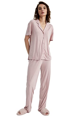DeFacto Damen Z5341AZ Pajama Set, Rose, XL von DeFacto