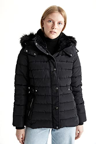 DeFacto Gesteppt Mantel Für Damen Steppjacke für Damen Black,S von DeFacto