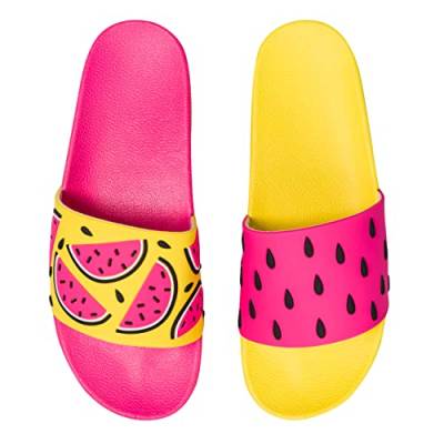 Dedoles Badeschuhe viele lustige Designs Bücher Kaffee Katze Party Pizza Dackel Fuchs Panda Delfin Geschenk, Farbe: Saftige Wassermelone, 30 EU von Dedoles