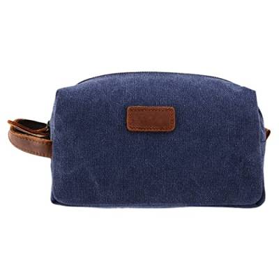 Desikixudy Kosmetiktasche für Herren, Retro-Stil, für Reisen, Kosmetik, Make-up, Organizer, Leinen, Blau, blau von Desikixudy