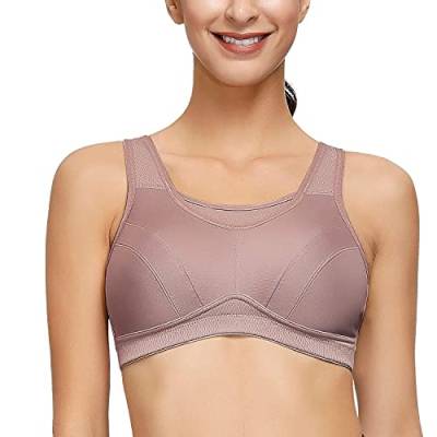 Deyllo Damen Sport BH Starker Halt Große Größen Sport-BH für Fitness Lauf Yoga (Flieder, 75C) von Deyllo