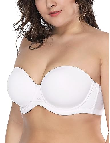 Deyllo Damen Trägerloser BH Bügel Halbschalen Große Größen BH mit Geformte Cups Multiway(Weiß,80C) von Deyllo