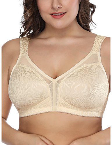 Deyllo Damen Vollschalen Minimizer BH Nicht Bügel Große Größen BH Klassischer (Beige,105F) von Deyllo