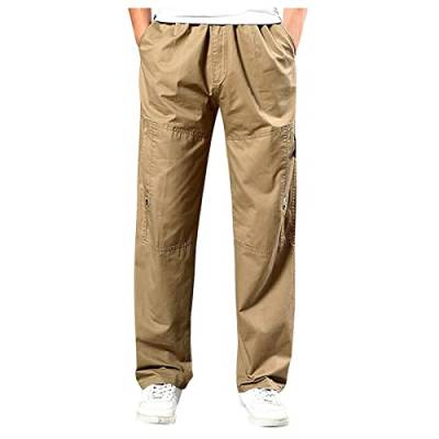 Hose Herren Laufhose Herren Solid Casual Multiple Pockets Outdoor Straight Type Fitness Cargo Pants Trousers Hose Herren Cordhose Anzug Hosen Für Manner Streetwear von Dhyuen