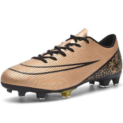 DimaiGlobal Fußballschuhe Herren Spike Microfaser Cleats Kinder Jugendliche Professionelle Fussballschuhe Athletics Trainingsschuhe Outdoor Sportschuhe Fußball Stiefel 32EU Gold von DimaiGlobal