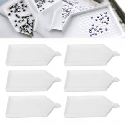 6pcs Kunststoff Tablett DIY Nail Art Strass Aufbewahrungstablett Perlensortiertablett Strass Malerei Tablett Organizer Werkzeuge Tablett (16 X 8 Cm) von Dioche