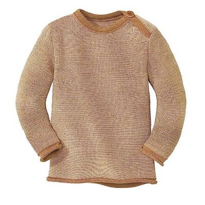 Disana Melange-Pullover, 100% Bio-Merinowolle GOTS, IVN Best | mit Knopfverschluss am Kragen | Baby Kleinkind Kind Unisex | Made in Germany | Karamell-Natur Gr. 74-80 von Disana