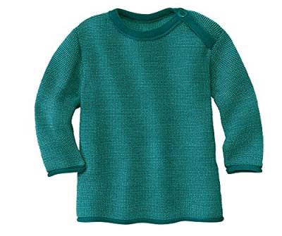 Disana Melange-Pullover, 100% Bio-Merinowolle GOTS, IVN Best | mit Knopfverschluss am Kragen | Baby Kleinkind Kind Unisex | Made in Germany | Pacific-Lagoon Gr. 62-68 von Disana