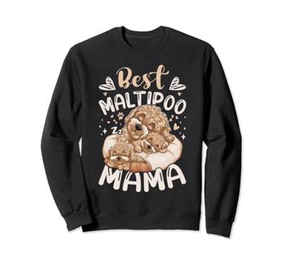 Beste Maltipoo Mama, Hund mit Welpe, Muttertag Sweatshirt von Dog Parents Gift Ideas by Conreo