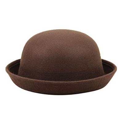 Cowboyhut Westernhut Sonnenhut Herren Eleganter Solider Hut für Erwachsene mit aufrollbarer Krempe Panama-Melone Fischerhut Klassische Wolle Runde Melone Damen Herren Schirmmütze (Coffee, One Size) von DolceTiger